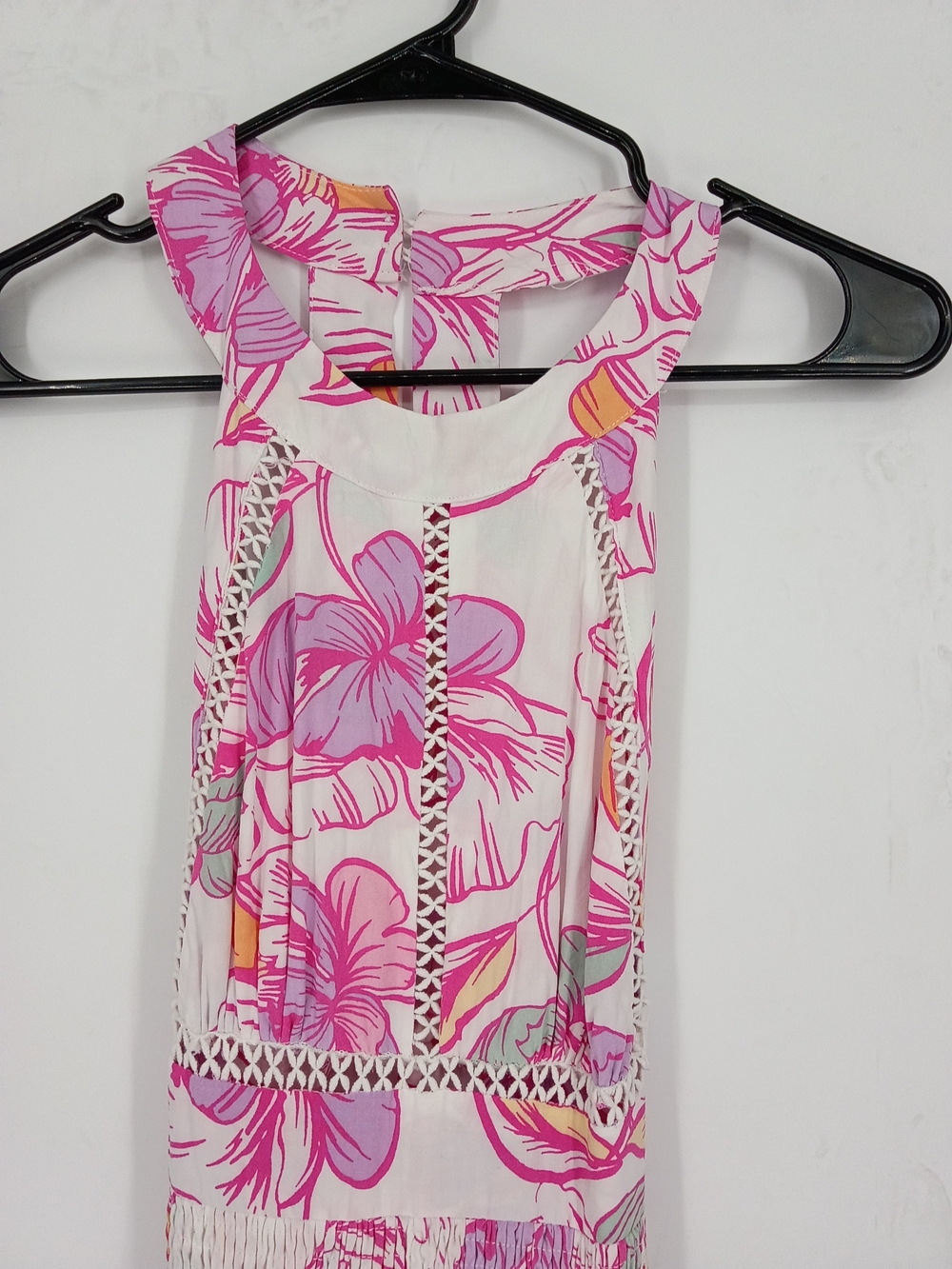 Abel The Label Sleeveless Pink Floral Halter Maxi Dress with Smocked Waistband - Picture 4 of 7